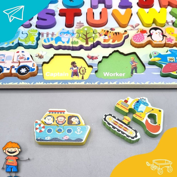 8 In 1 Alpha-Numeric Puzzle Board