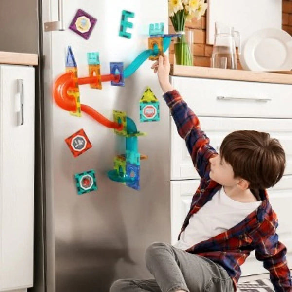 Light Magnetic Tiles Building Blocks for Kids (49 Pc)