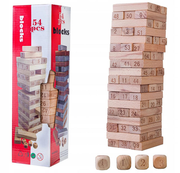 Wooden Stacking Tower (Jenga Blocks) – 54pcs/Pack