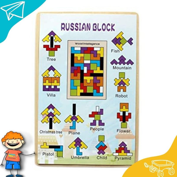 Wood Intelligence 40 Pcs Russian Puzzle Blocks