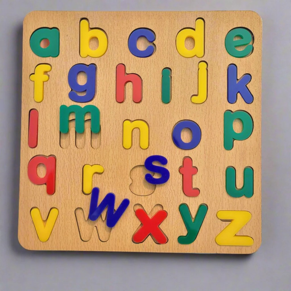 Montessori Wooden English Alphabet Puzzle Board (Lowercase a–z)