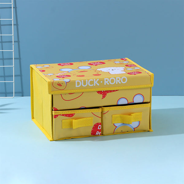 RORO Duck Double Drawers PU Fabric Storage Bin For Save Clothes and Foldable