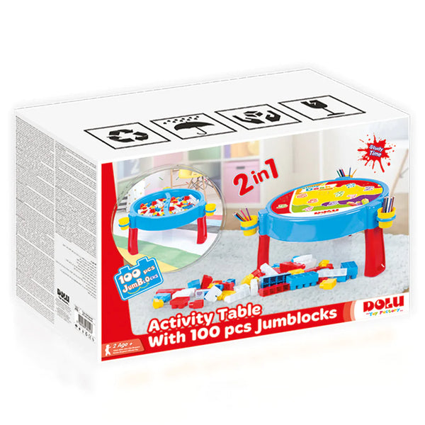 DOLU- Bright Activity Table with 100 JumBlocks