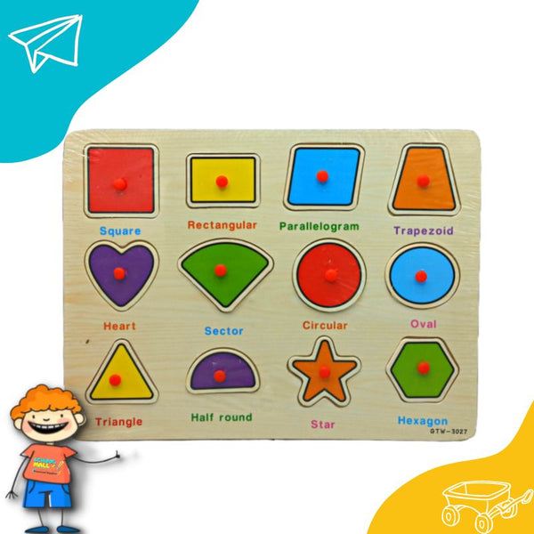 Wooden Puzzle Shapes Board with NamesA-4