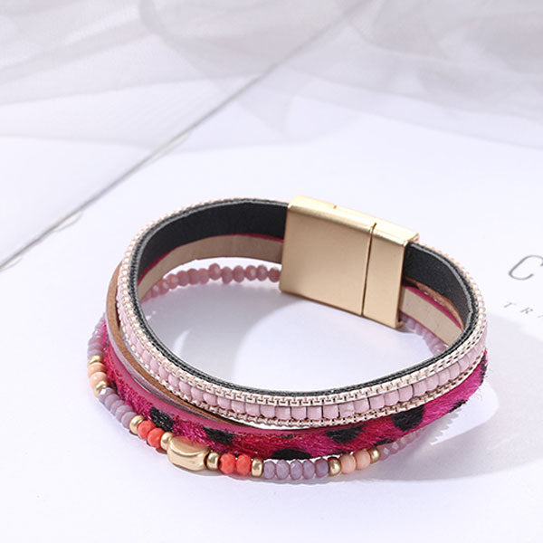 Purple Layered Beads Tassel Bracelet