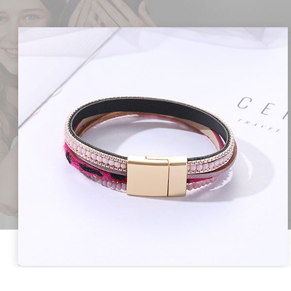 Purple Layered Beads Tassel Bracelet