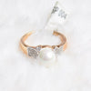 Yellow Gold Pearl and Diamond Ring | Cultured Pearl Ring (Size 18)
