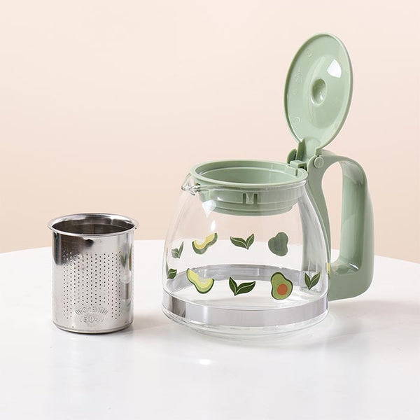 Avocado Glass Teapot Stove Safe Teapot High Temperature Resistant. Use for Home, office
