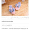 Bow fluffy winter cotton slipper for ladies(Pink, 37/38)
