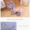 Bow fluffy winter cotton slipper for ladies(Pink, 37/38)