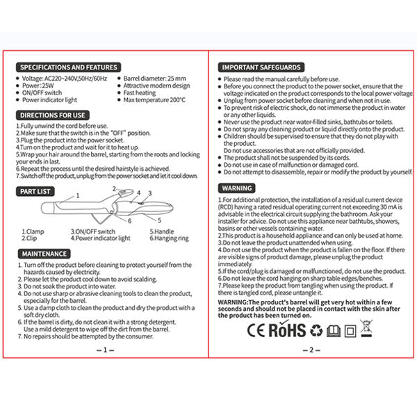 Trendy Curling iron (2832) (European Standard Plug) (Gold)