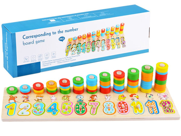 Colorful wooden puzzle with numbers