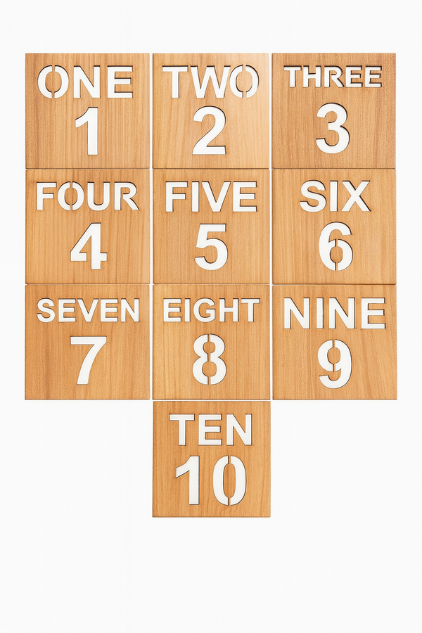🧠Wooden Number Stencil Learning Set (1–10)