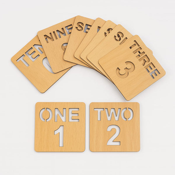 🧠Wooden Number Stencil Learning Set (1–10)