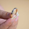 Gold Round Cut Glittery Rhinestones Ring | Ladies Contour Ring Copper, Zircon (Size 18 )