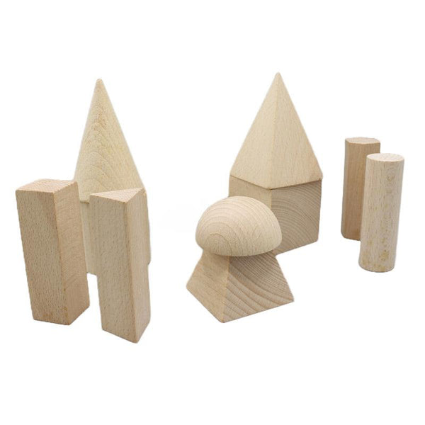 12 PCs Solid Wood Geometry Shapes