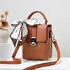 New Soft Leather Phone Bag Fashionable Mini Square Bag Versatile Handbag Silk Scarf Decoration Single Shoulder Crossbody Bags