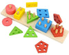 Wooden Educational Toys, Five-column Shape Matching,Shape Color Sorting Preschool Stacking Blocks Toddler Puzzles Toys for Boys and Girls Age 1 2 3