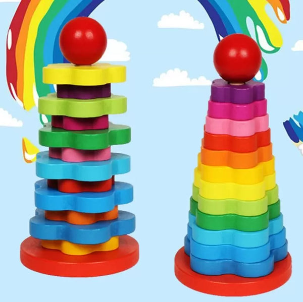 Educational Toy Wooden Rainbow Tower