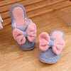 Bow fluffy winter cotton slipper for ladies (Pink, 39/40)