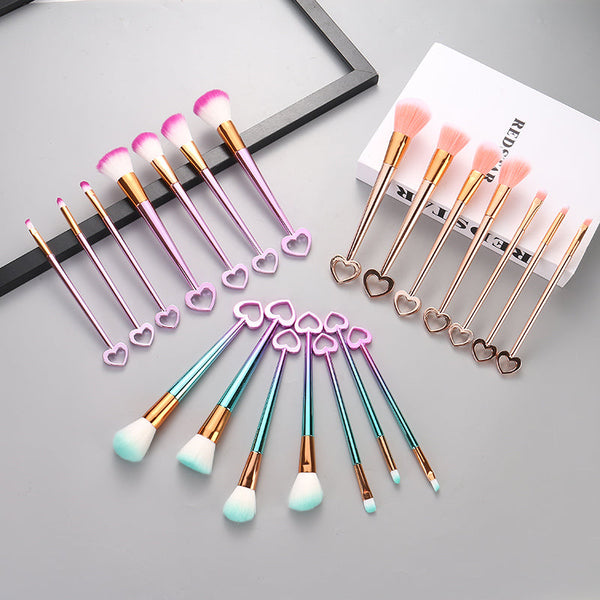 Loving Heart Design Electroplated Series Makeup Brush Set (7 Count)