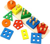 Wooden Educational Toys, Five-column Shape Matching,Shape Color Sorting Preschool Stacking Blocks Toddler Puzzles Toys for Boys and Girls Age 1 2 3