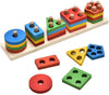 Wooden Educational Toys, Five-column Shape Matching,Shape Color Sorting Preschool Stacking Blocks Toddler Puzzles Toys for Boys and Girls Age 1 2 3