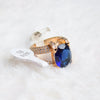 Elegant Blue Sapphire Big Ring with Diamonds | Yellow Gold Plated Jewelry (Size 18)