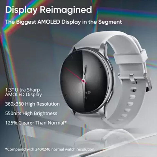 DIZO Watch R AMOLED with 45mm Dial Size (by Realme TechLife) – Silver Grey