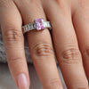 Rose Pink Topaz Ring | Cut Side Diamonds (Size 18-19)