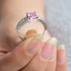 Rose Pink Topaz Ring | Cut Side Diamonds (Size 18-19)