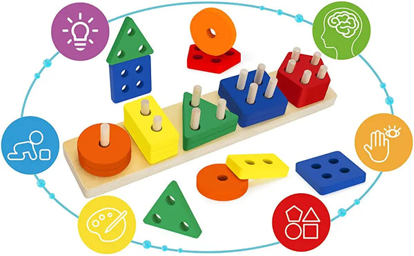 Magic Wooden Geometric Shape Sorter – 5 Shapes | Baby & Toddler | Toys