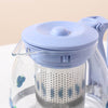 Blueberry Printed Glass Teapot Stove Safe Teapot High Temperature Resistant. Use for Home, office