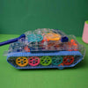 Transparent Mechanical Police Army Tank Car Toy for Kids with Gear Technology 3D Light, Musical Sound & 360 Degree Rotation (Gear Army Tank)…