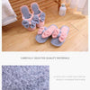 Bow fluffy winter cotton slipper for ladies (Blue, 37/38)