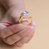 White Rhinestone Studded Halo Ring | Sparkling Ring Gold Plated (S 19)