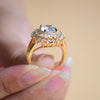 White Rhinestone Studded Halo Ring | Sparkling Ring Gold Plated (S 19)