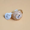 White Rhinestone Studded Halo Ring | Sparkling Ring Gold Plated (S 19)