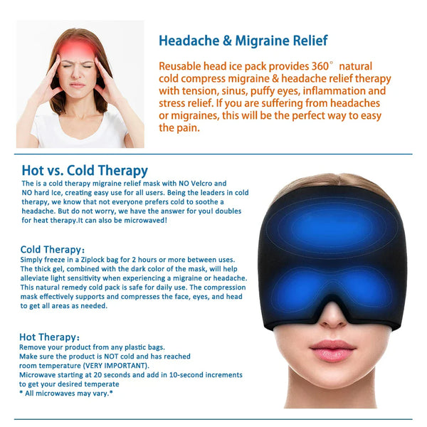 Migraine Relief Hat headache hat Gel Hot Cold