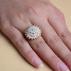 Flower White Zircon Pearl Yellow Gold Ring | Galaxy Ring for Women (S 17)