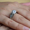 Sterling Silver Shining Diamond Love Couple Ring Set | Round Cut Vintage Style Cluster Ring (size 19)