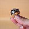 Antique Sapphire and Diamond Dome Ring | Leopard Print Enamel Domed Ring (S 18)